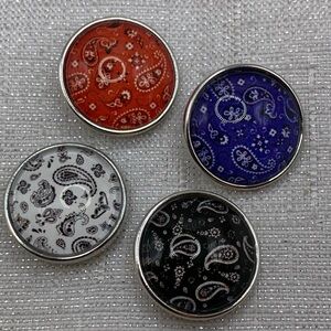 BANDANA PAISLEY - Snap Button Charms - Set of 4